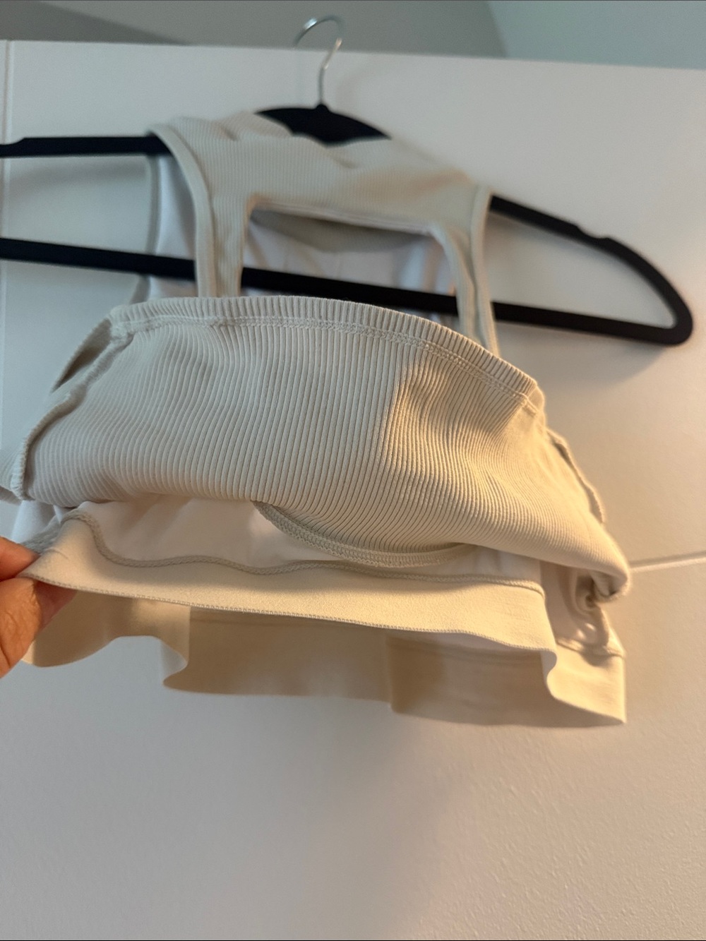 ALO Yoga Ribbed Racerback Sports Bra - Cream - Picture 3 of 4